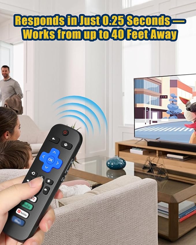 Replacement Remote Control for Roku TV – Compatible with TCL, Hisense, Onn, Philips Roku Smart TVs (Not for Roku Stick or Box)