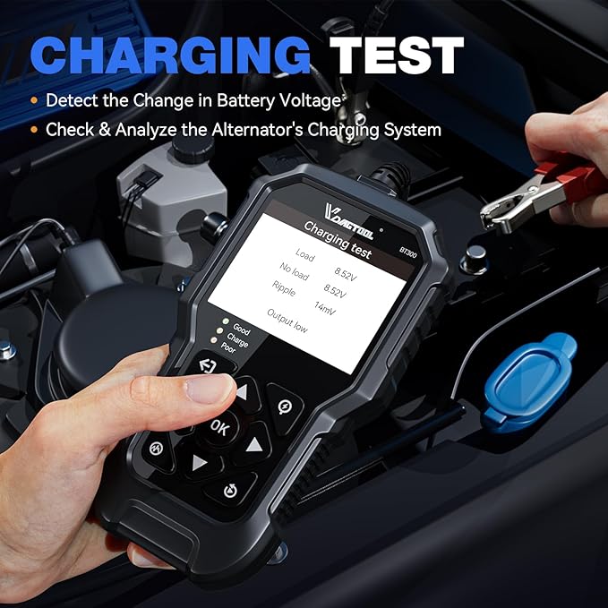 VDIAGTOOL BT300 Car Battery Tester 6V 12V, 5-3000 CCA Load Tester Starter Alternator Tester Automotive Charging Cranking System Tester for Motorcycle Car Truck SUV ATV Boat