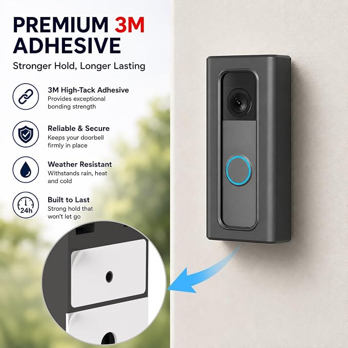 Adhesive Mount Compatible with Ring Battery Doorbell Pro/Plus No-Drill Mounting - Image 6
