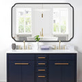 White 30"x48" Bathroom Mirror for Wall, Large Bathroom Vanity Mirror, Rounded Rectangle Mirror in Wooden Frame Hangs Horizontal Or Vertical