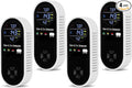 4 Packs Carbon Monoxide Detectors Plug in, 4-in-1 Natural Gas Leak Detector & Carbon Monoxide Detectors with Temperature & Humidity, Natural Gas Detectors for Home/Apartment/RV