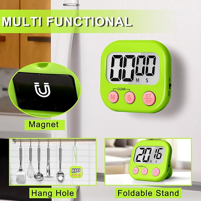 ZILLEEN Classroom Timer for Kids Teachers 12 Pack Digital Tmers, Blue & Green