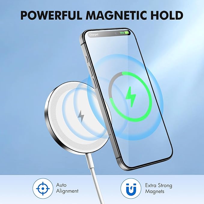 3Pack Magnetic Wireless Charging Pad: 15W Fast Qi Wireless Charger for iPhone 17 16 15 14 13 12 Series Series & AirPods 4 3 2 Pro 3,Strong Magnet Slim Portable for Travel Home,Case-Friendly, White