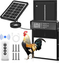Sakerplus Automatic Chicken Coop Door Solar Powered, Automatic Chicken Door with Timer, Light Sensor, 4 Modes and LCD Display, Aluminum Alloy Auto Chicken Door, Anti-Pinch & Weather Proof