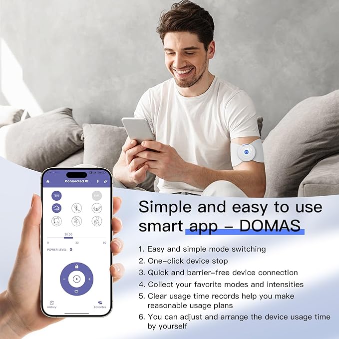 Wireless TENS & EMS Unit Back Pain Relief Massager - APP Controlled Bluetooth EMS Muscle Stimulator Machine for Back Shoulder Leg Neck Pain Relief