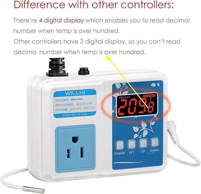 WH1436A 10A Temperature Controller 110V Digital Thermostat Switch Sous Vide - Image 6