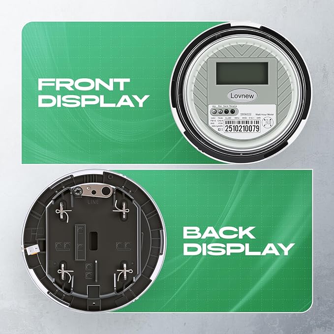 RV Digital Electric Meter,120V 2 Wire kWh Watt Power Meter with LCD Display,CL200 Energy Monitoring submeter for Residential Home Use,TA30 Current Measurement,Compatible with 4 Jaw Meter Sockets