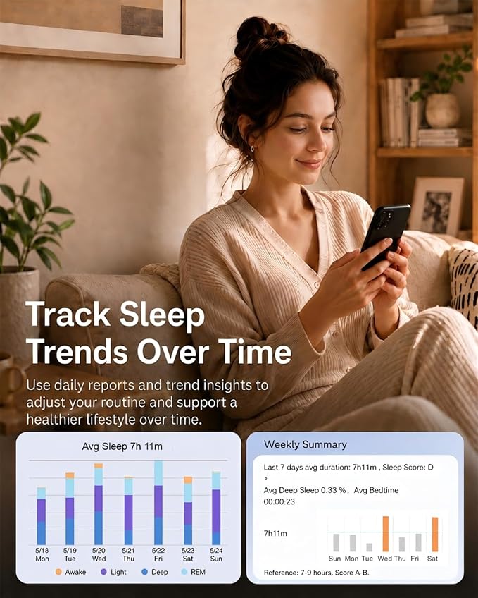 Contactless Smart Sleep Tracker, Bedside Sleep Monitor Wellness Device - Image 3