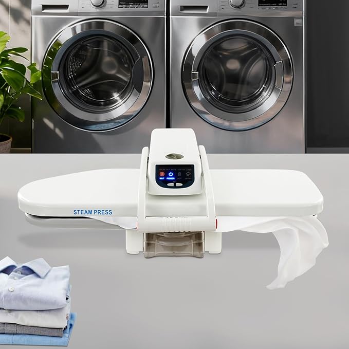 ESP-810E Steam Press, 5 Gears Temperature Digital Steam Press with Overheating Protection and Steam Burst Function for Ironing Clothes, Sheets (110V 1600W, White)