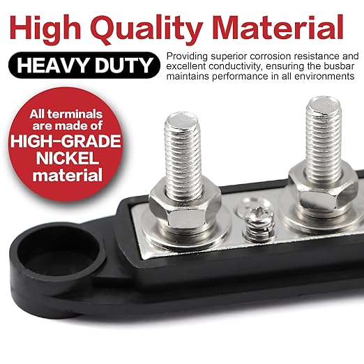 Tuijodaix 300A Bus Bar 5 Post 12V-48V DC Power Distribution Block,5 * 5/16"(M8) Battery Terminal Studs with Cover and Wire Lugs for Wiring,Automotive,Marine,Battery busbar (Red&Black)