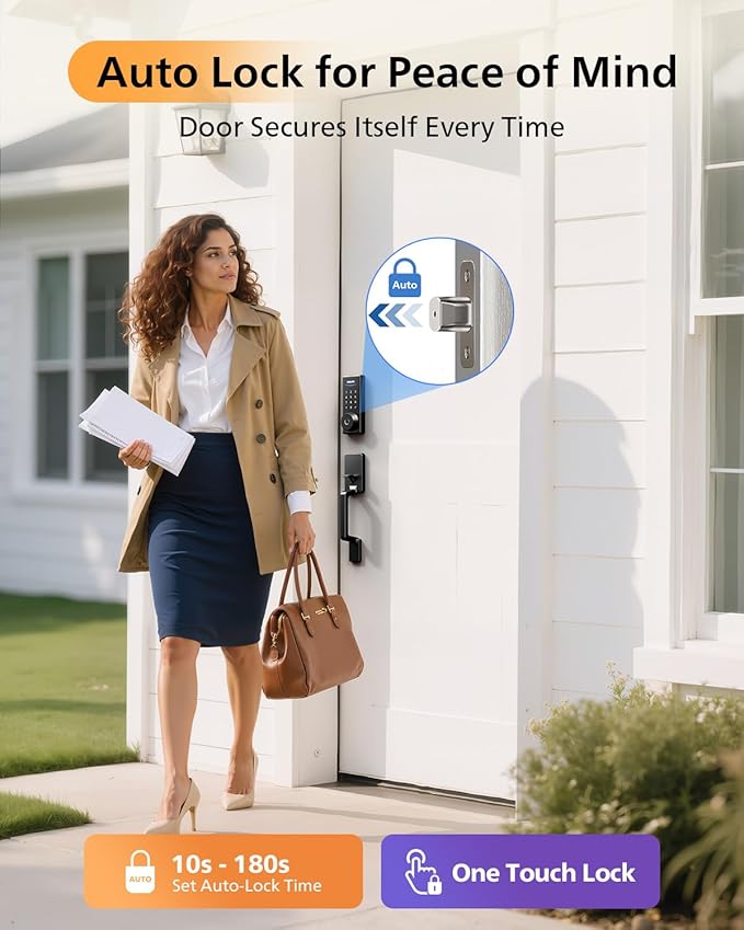 Philips WiFi Smart Lock with Front Door Handle Set, Built-in WiFi, APP Remote & Voice Control, Fingerprint Keyless Entry Door Lock, Keypad Deadbolt Smart Locks for Front Door, Auto-Lock, Backup 2 Keys