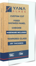 Custom Cut to Size 3/8" Shower Glass Panel - Frameless Fixed Bathroom Screen with Different Color Hardware – Tempered Glass Glass Door, Water-Resistant, Minimalist Design by Yana Glass and Mirror