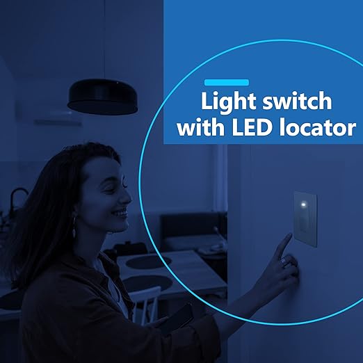 LIDER Minimalist Design Matte Finish Lighted Decorator Switch, Frameless Paddle Light Switch with Locator Light, Grounding Screw, 15A 125V, UL Listed, LS15-1P-SV5P, Silver, 5 Pack