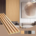 OUZUGIE WPC Acoustic Slat Wall Paneling, 8-Pack 114 x 6 Inches 3D Wall Panels for Interior Wall Decor,Living Room,TV Background,Study Room,Office Spaces,Bedroom,High Grille (Oak)