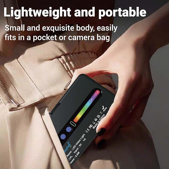 Zealsound RGB Selfie Light, 138 LEDs, 360° Full Color Video Light, 2700–6500K Dimmable, 20 Effects, 1800mAh Rechargeable for Phone, iPhone, Camera, Computer, Webcam, Gaming, Makeup, Vlogging, TikTok