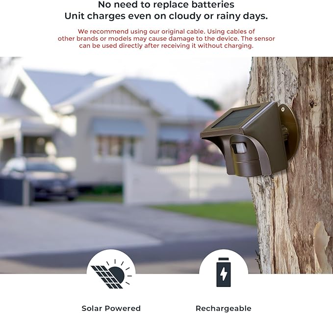 eMACROS Pro 3 Driveway Alarm with Phone App,1/2 Mile Long Range Solar Wireless Driveway Alarm,Outdoor Driveway Alarms Wireless Outside Weatherproof Motion Sensor & Detector（Only Sensor）