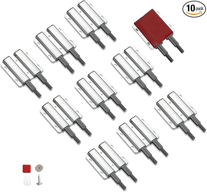 Double Magnetic Push Latch, 10 Pack Heavy Duty Touch Latch Hardware for Cabinet Drawer Wardrobe Kitchen Door