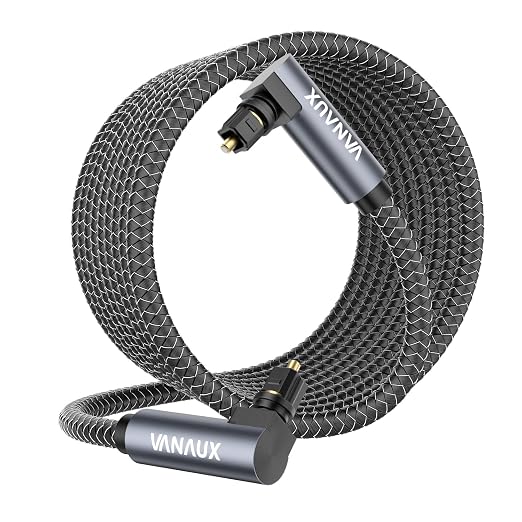 VANAUX Double 90 Degree Optical Cable, 16.5ft SPDIF Audio Optical Cable by VANAUX