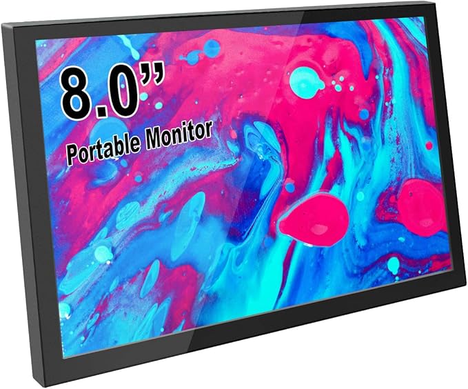 ELECROW 8" Portable Monitor, 1280x800 Mini Non-Touch Capacitive Monitor with HD Port Compatible with Raspberry Pi, LCD Display Built-in Dual Speakers VESA Mount for Windows 11/10/8/7, Game Consoles