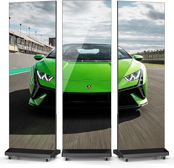 JASZDOT 80" Seamless Splicing LED Display, Foldable Poster Screen with P1.86 Digital Signage Display LED Totem with USB/HDMI/WiFi/Remote