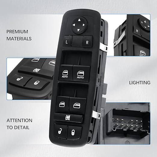 WUANGKI Power Window Master Control Switch | Front Driver Side | 9+3 Pins | Compatible with 2010-2012 Dodge Ram 1500 2500 3500 | OE# 4602863AB | Window Buttons