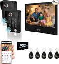 Wired Video Apartment Intercom System,Door Phone Kit,10 Inch Touch Monitor with 1080P HD Doorbell Camera,Supporting Motion Detecting 5 in 1 RFID Card Unlcking for Home Villa (2 Doorbell + 1 Monitor)