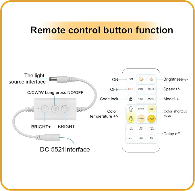 Pandery CCT LED Controller Kit,iOS/Andriod App Control 2.4G RF Wireless Remote Control,CCT LED Controller/Dimmer,for 2PIN CCT LED Strip Light,with Timing Function,Music Mode,Group Control