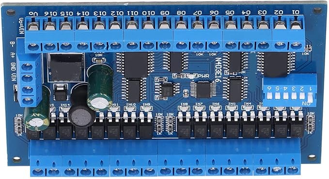 16 Input 16 Output Expansion Board RS485 16 Channel Remote Control Switch Module PLC IO Module DC 6.5‑30V for Smart Home Camera(Single board)