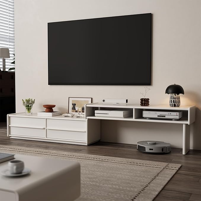 YQJJGL Solid Wood TV Stand for TVs up to 65 Inch， Walnut TV Stand with Storage and Shelf for Living Room, Bedroom, Office