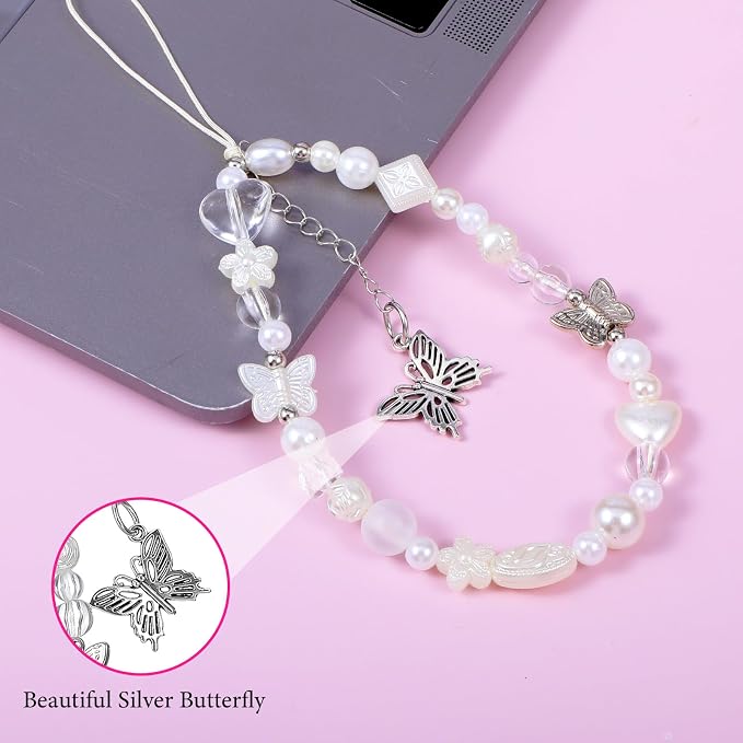 Beaded Camera Wrist Strap Butterfly Cellphone Lanyard Strap Y2K Phone Charms - Image 5