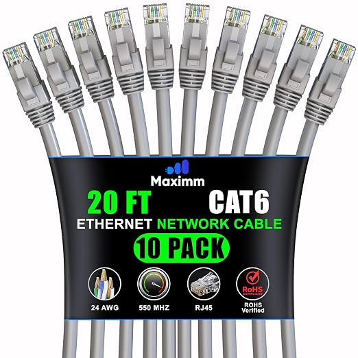 Maximm Cat 6 Ethernet Cable 20 ft by MaximmCable