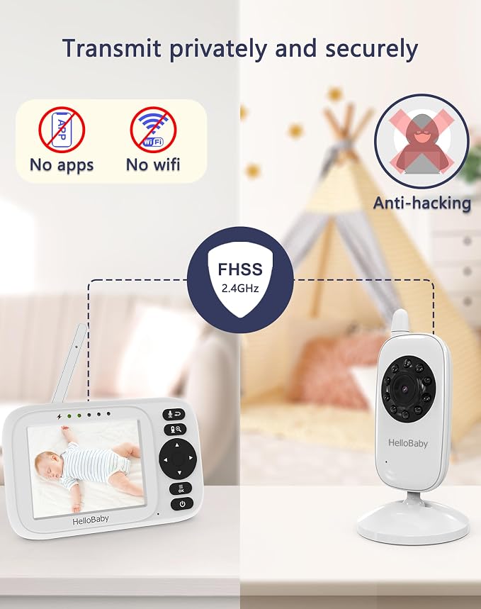 HelloBaby Baby Monitor with Camera and Audio, 3.2'' No WiFi Baby Monitor - Image 7