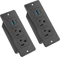 2 Pack Recessed Power Strips USB, 20W Fast Charging Furniture Outlets - 2 AC & 3 USB (2 USB-C + 1 USB-A) for Desk, Bedside, Drawer - Space-Saving, 10FT Cord, Black