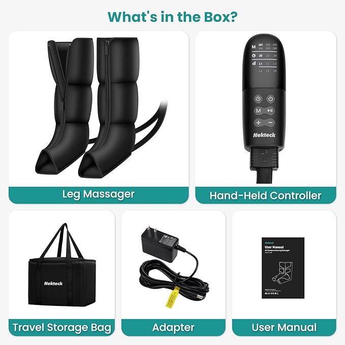 Leg Massager for Circulation and Pain Relief Air Compression Boots Massage Tools for Calf Foot Massager, 6 Modes 6 Intensities, Relaxation Tool for Men Women Mom Dad Wife Husband Birthday Christmas