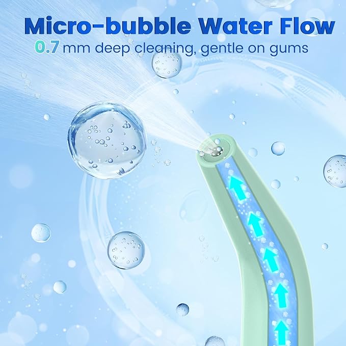 WellLeo Water Flosser for Teeth, Portable Oral Irrigator Rechargeable Water Dental Flosser Pick with High Pressure 5 Jet Tips, IPX7 Travel Water Flossing for Brace Teeth Cleaner Gum Care