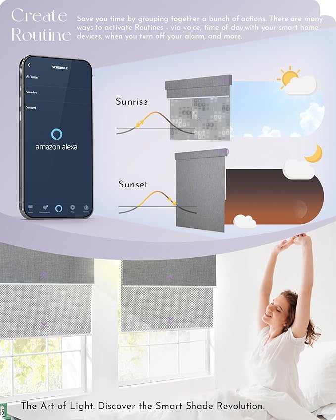 Graywind Motorized Dual Shades for Windows Smart Double Blinds Blackout, Light Filtering or Solar Motorized Blinds with Remote Alexa Google Control Day Night Shades, Custom Size (Custom Fabric)