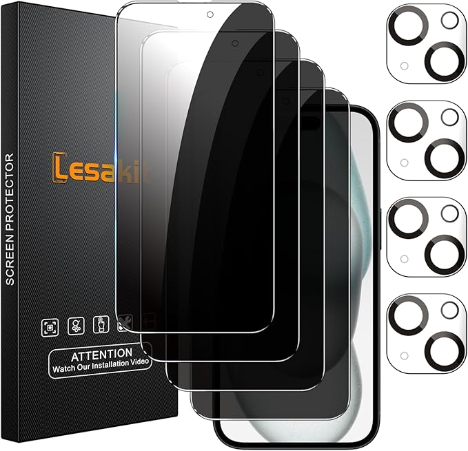Lesakit 4+4 Pack Privacy Screen Protector by Lesakit