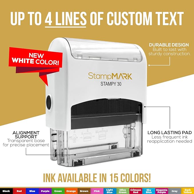 for Deposit Only Customized Office Self Inking Stamp - 1-Line - Medium - Choose from 15 Ink Colors