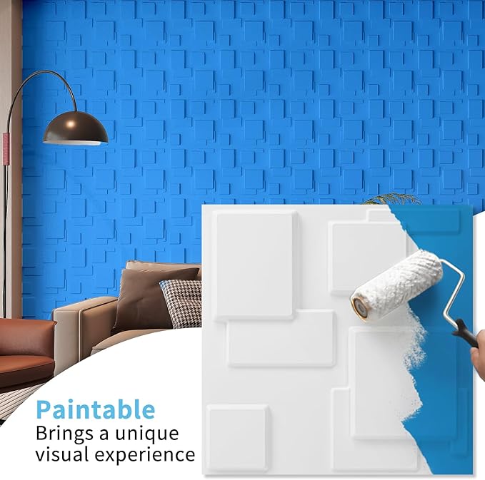 Art3d 100 Pack Decorative 3D Wall Panels, 97 Sq.Feet PVC Interior Wall Décor, 11.8"x11.8", White