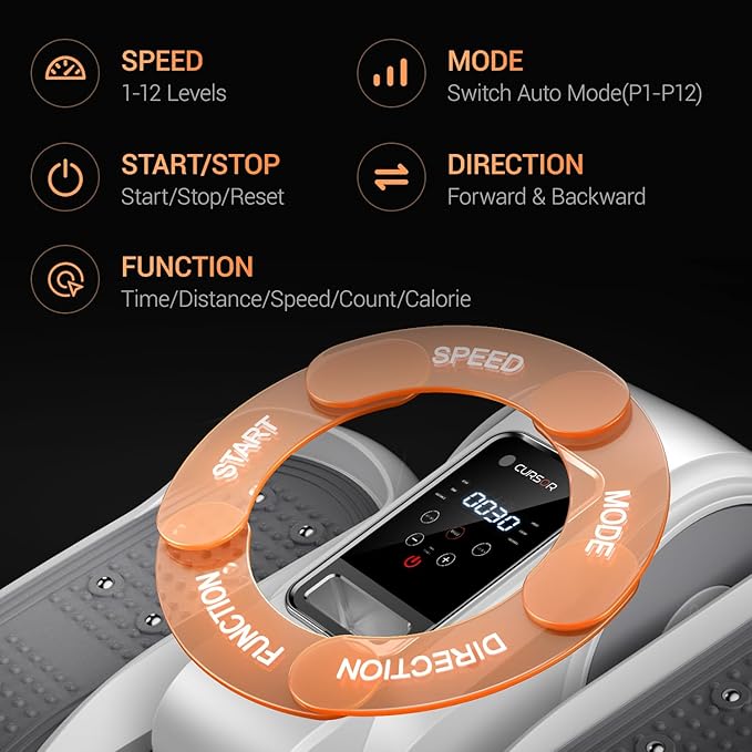 Under Desk Elliptical Machine, Electric Seated Pedal Exerciser, Min Leg Exerciser with Remoter, 12 Level Speeds, Forward & Reverse Direction, Manual & Auto Mode for Home Office