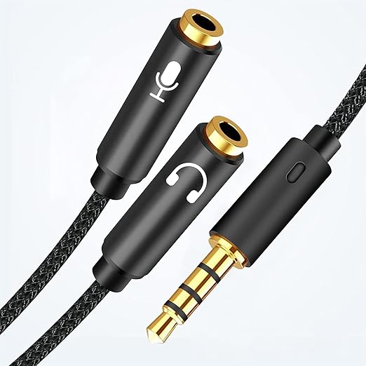 HIEbee 2 in 1 3.5mm Headphone Splitter Adapter (Microphone + Audio) Female to Male&Male to Female Stereo Jack Y Cable Compatible for PS4,PS5,Nintendo Switch,Phone,Laptop(3 in 1 Pack)