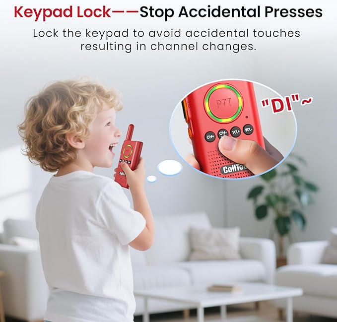 CallToU 2 Way Intercom for Elderly 3300FT Rechargeable 1000mAh Battery, VOX, Ideal for Caregivers & Emergencies Intercoms Wireless for Home/Outdoor Family Communication Red