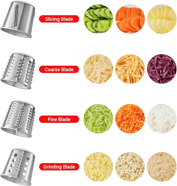 Slicer & Shredder Attachment for Kitchen Aid Stand Mixers, with 2.8IN Large Feed Chute, Oversized Cheese Grater Accessories with 4 Food Grade Blades, 304 Stainsless Steel, Dishwasher Safe