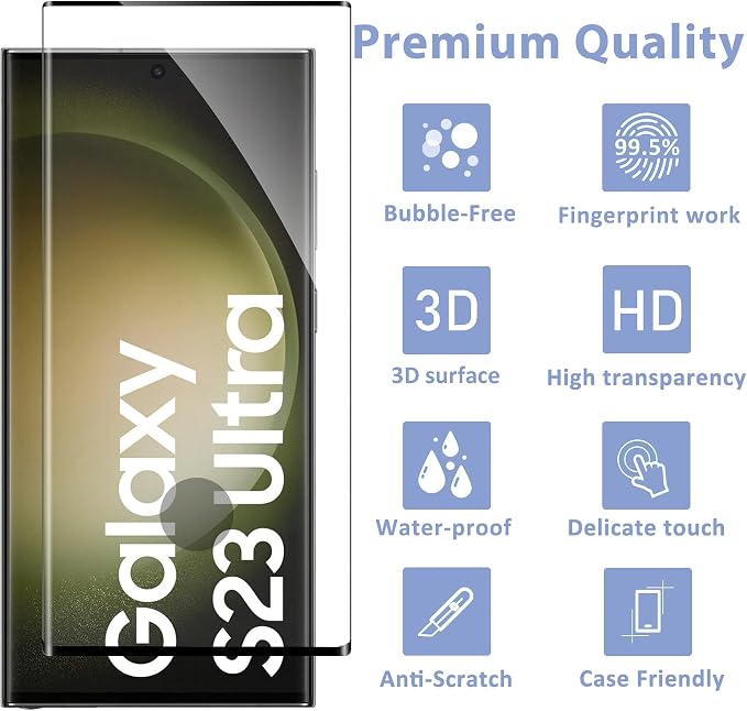 for Samsung Galaxy S23 Ultra Screen Protector, 3 Pack Tempered Glass - Image 6