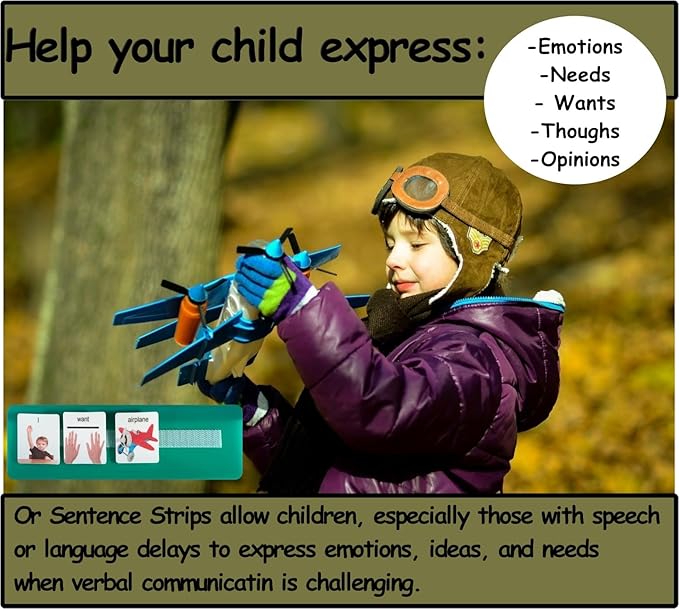 Smile4autism Small 2x8 Tools Perfect to Keep Your Loose Visual Picture Cards Organized. Autism ABA, ADHD, Language & Apraxia Aspergers (5 Sentence Strips)