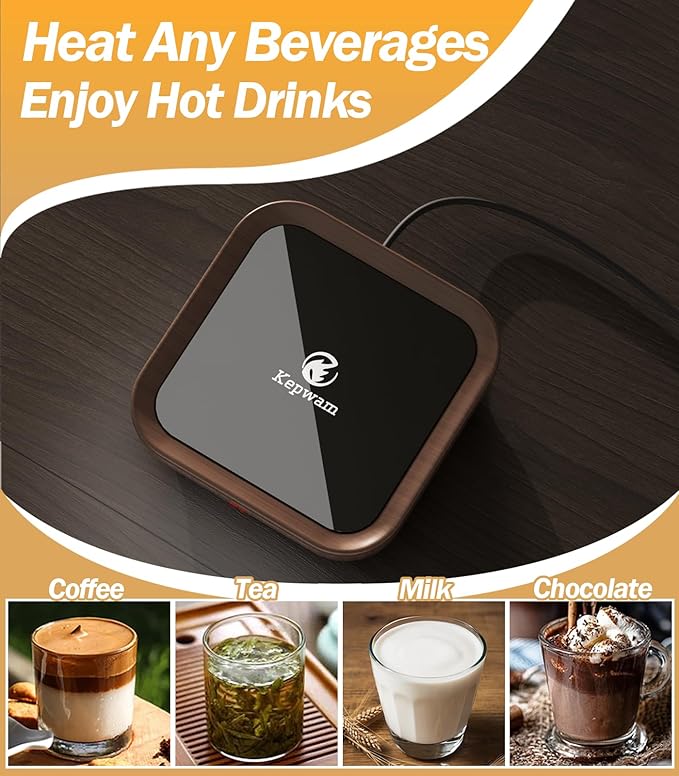 Kepwam Coffee Mug Warmer Smart Cup Warmer - Excellent Heating & Highest Temp Setting & Light Indicator, Coffee Warmer for Desk Auto Shut Off, Candle Warmer Plate for Beverage, Gifts for Women Men Mom