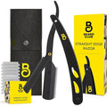 The Beard Club Straight Razor for Men - Navajas Para Barbero - Barber Straight Edge Razor Kit - Premium Single Derby Blade Cutthroat With 10 Replaceable Stainless Steel Blades & Leather Case