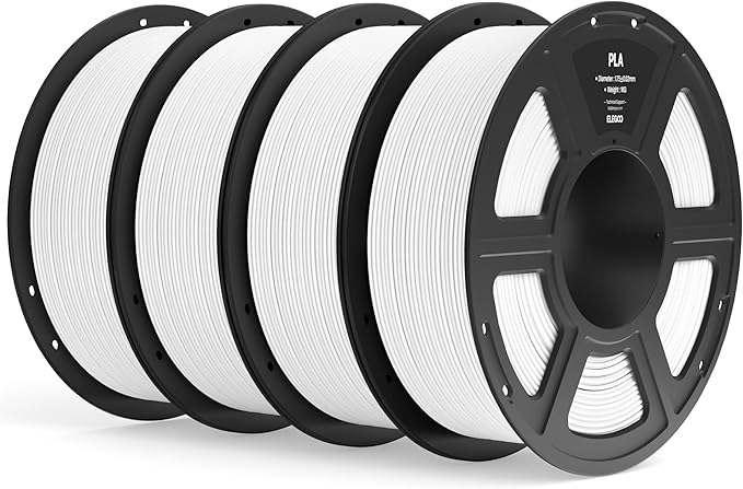 ELEGOO PLA Filament 1.75mm White 4KG, 3D Printer Filament Dimensional Accuracy +/- 0.02mm, 4pcs 1kg Spool(2.2lbs) Fit Most FDM 3D Printers