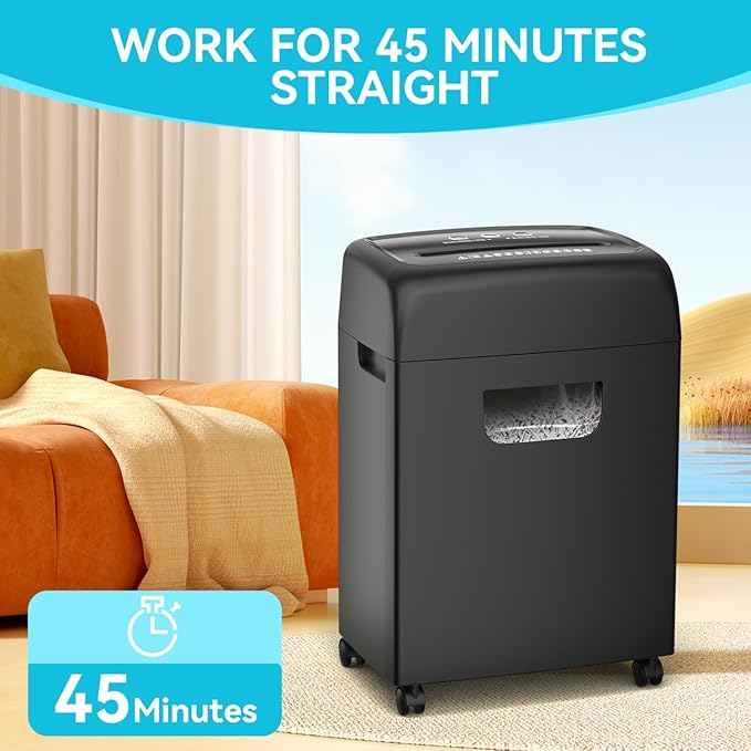 Paper Shredder,18-Sheet High Security Level P-4 Heavy Duty Paper/Card Shredder for Home Office Black Ultra-Quiet Use Essential