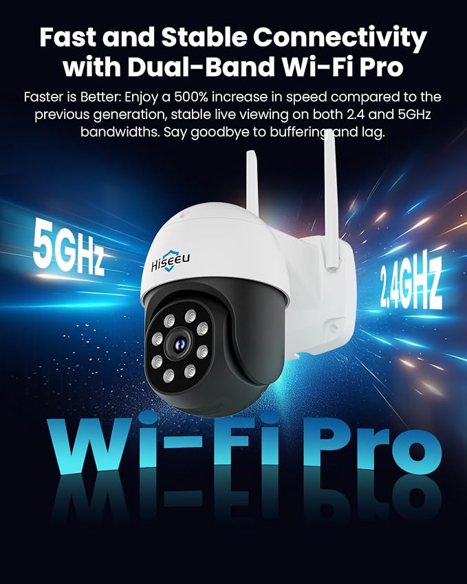 Hiseeu 4K Security Cameras Wireless Outdoor, 8MP 4-Cam Kit, 5G & 2.4G WiFi - Image 4